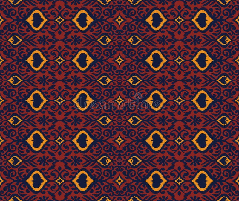 Ornamento geometrico di folclore di Ikat Modello orientale del damasco di vettore illustrazione vettoriale Ornamento geometrico di folclore di Ikat Modello orientale del damasco di vettore illustrazione vettoriale
