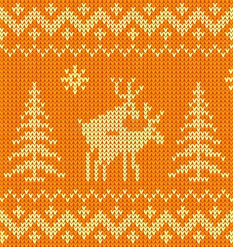 Joking orange knitted Christmas ornament with deers. Joking orange knitted Christmas ornament with deers