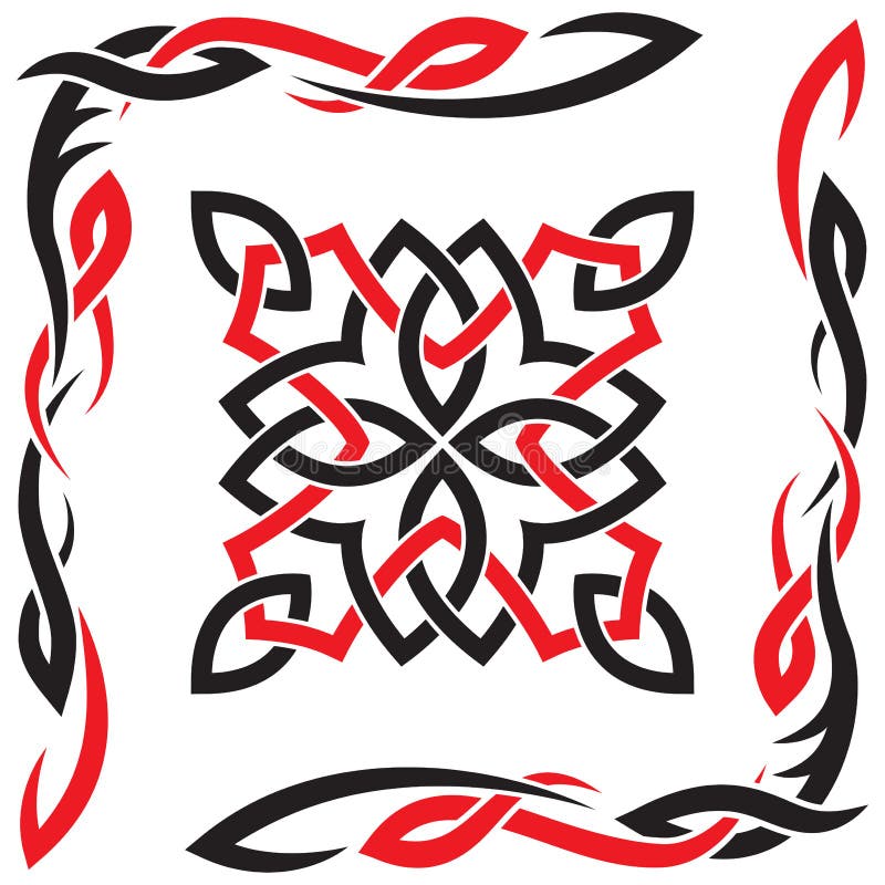 Adorno vectorial negro y rojo para diseño ilustración del vector