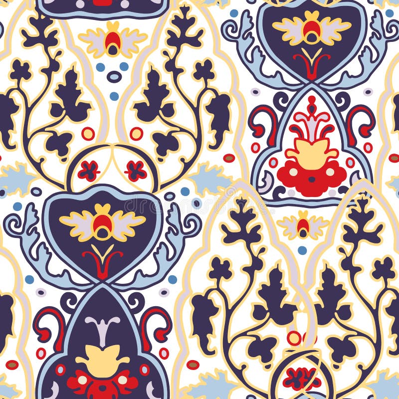 Ornamento ?rabe tradicional sem emenda Teste padr?o decorativo floral Iznik Vetor Fundo ilustração royalty free Ornamento ?rabe tradicional sem emenda Teste padr?o decorativo floral Iznik Vetor Fundo ilustração royalty free