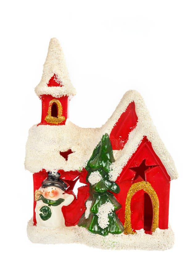 Ornamento vermelho da casa de Santa pelo Natal ou o ano novo imagens de stock royalty free Ornamento vermelho da casa de Santa pelo Natal ou o ano novo imagens de stock royalty free