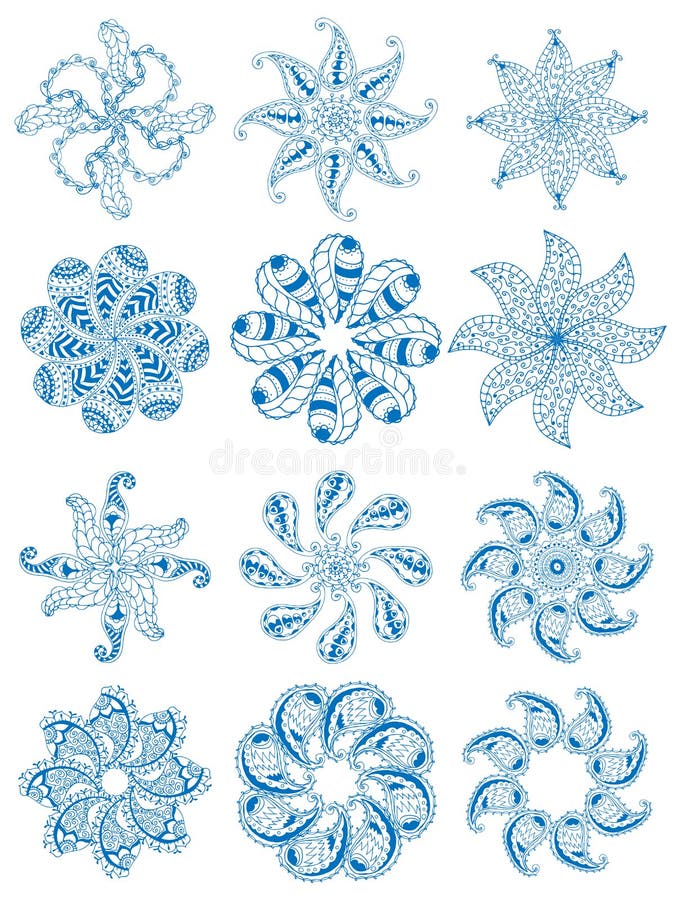 Ornamentos geométricos fijados stock de ilustración Ornamentos geométricos fijados stock de ilustración