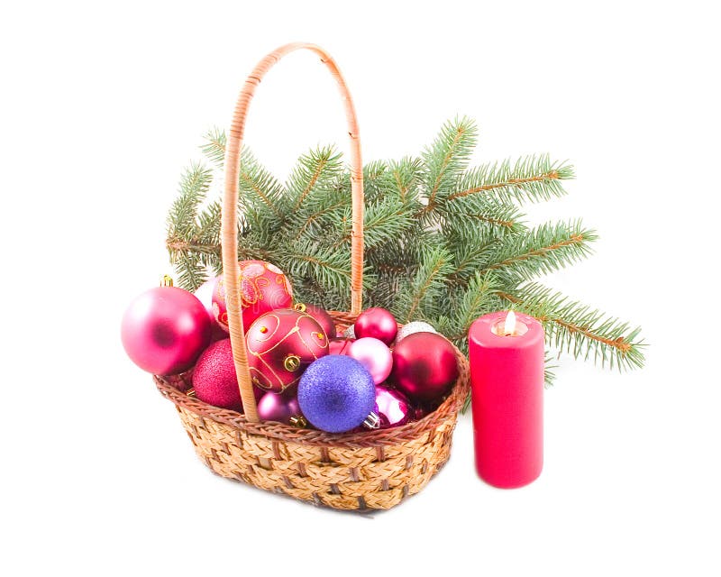 Ornaments in yellow basket
