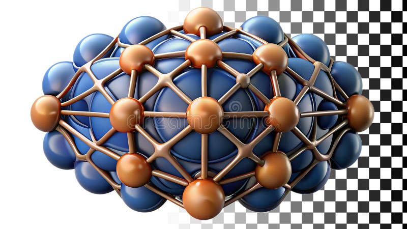 Ornate abstract sphere with blue gold lattice structure png transparent image Generative AI royalty free illustration