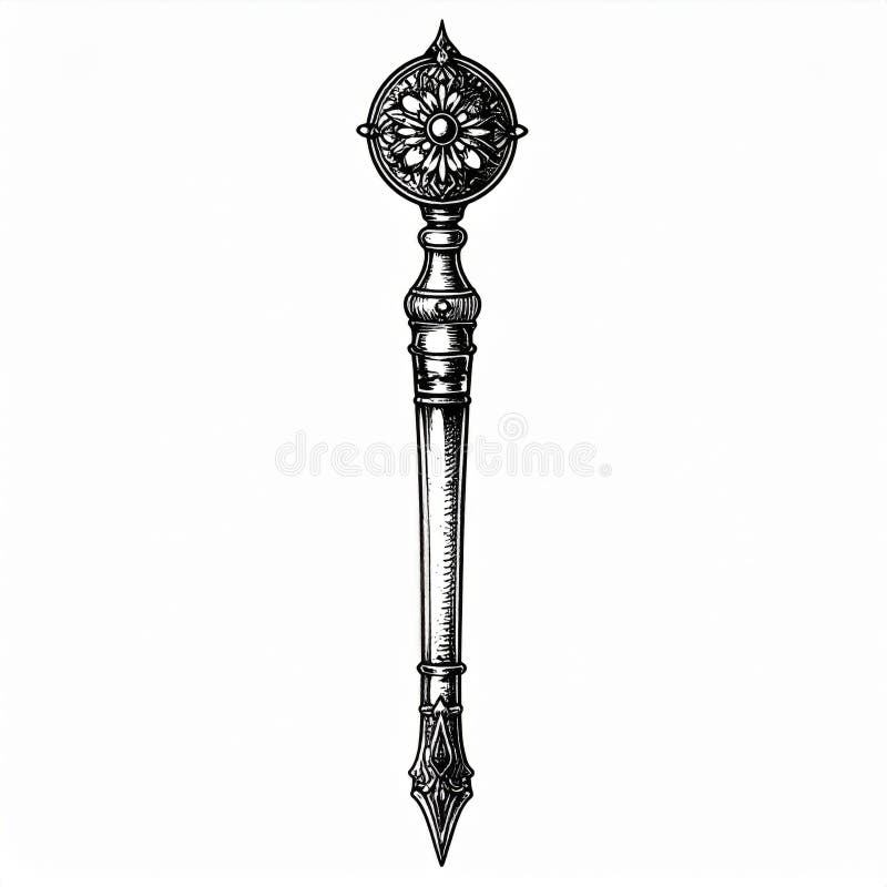 Ornate Antique Metal Key Drawing Stock Illustration Illustration of