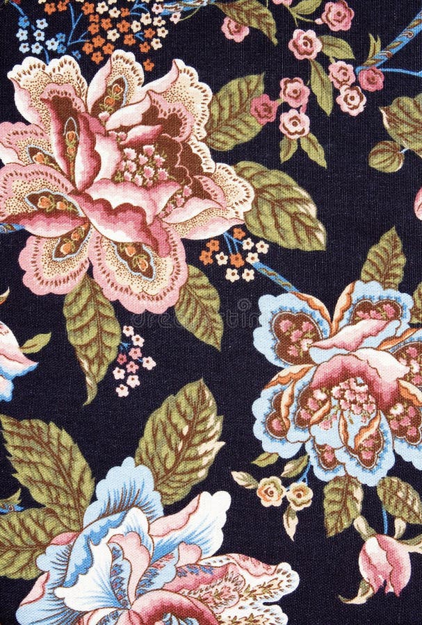 Ornate colorful floral tapestry on black