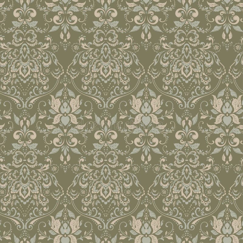 Ornate Damask Vintage Wallpaper. Vector Seamless Pattern. Stock Vector