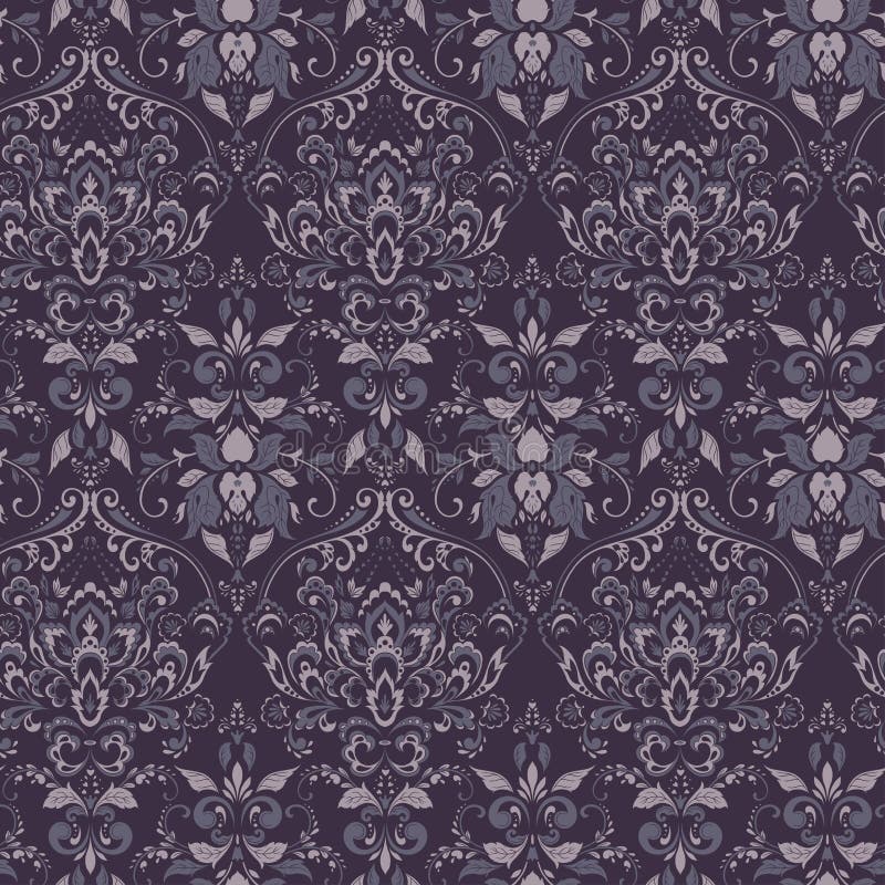 Ornate Damask Vintage Wallpaper. Vector Seamless Pattern. Stock