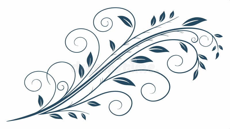 Ornate decorative branch with leaves and swirling lines art vector design Generative AI vector illustration