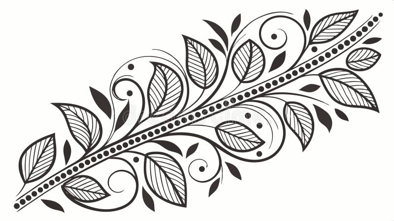 Ornate decorative leafy branch element vector design Generative AI vector illustration