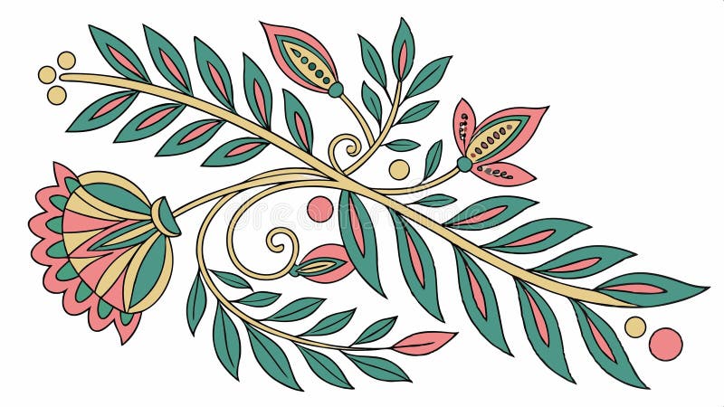 Ornate decorative leafy branch ornament vector design Generative AI vector illustration