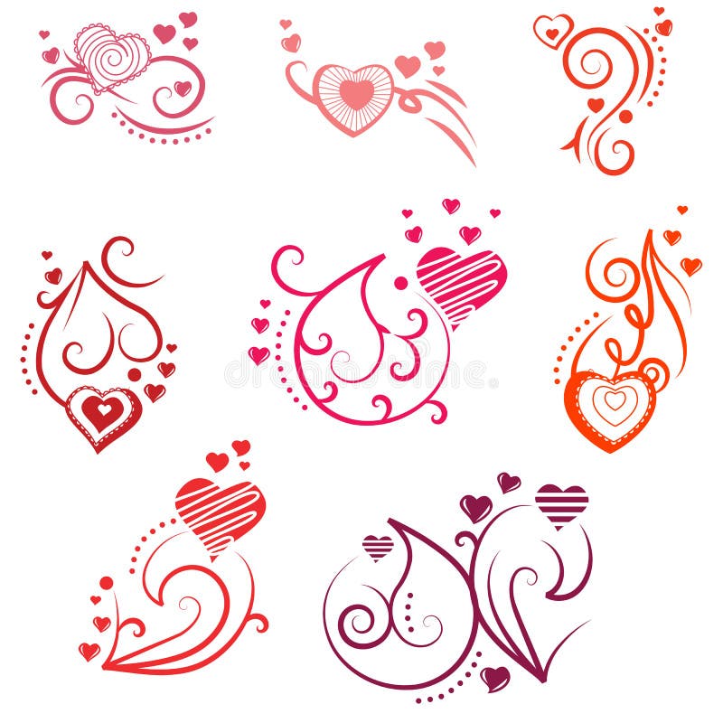 Ornate design elements with hearts