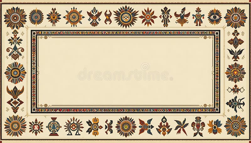 Ornate Frame Design cu elemente abstracte florale și aztece vector illustration