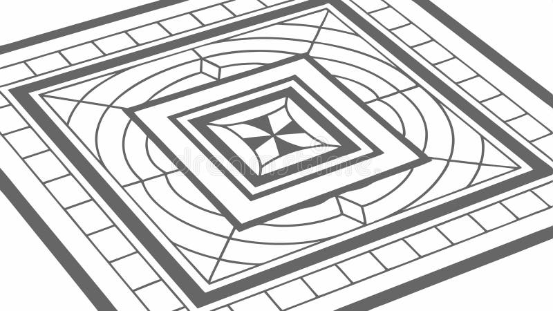 Ornate Geometric Square Pattern, Abstract Decorative Tile, vector design Generative AI stock illustration