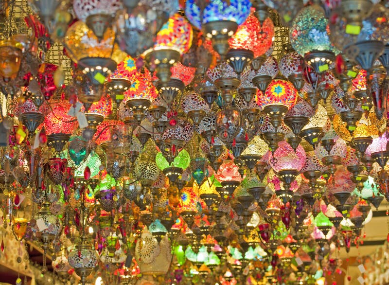 Ornate Glass Lights At A Market Stall Stock Image Image of market