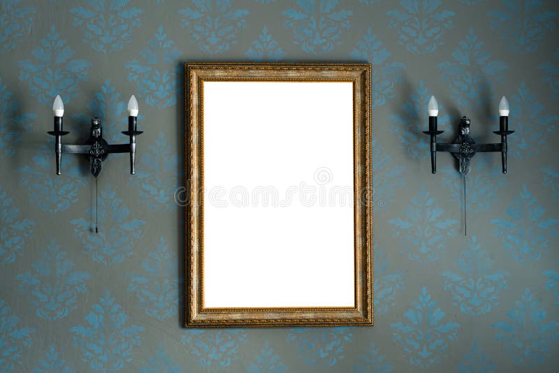 Ornate Gold Frame at Grunge Wallpaper Stock Photo - Image of golden