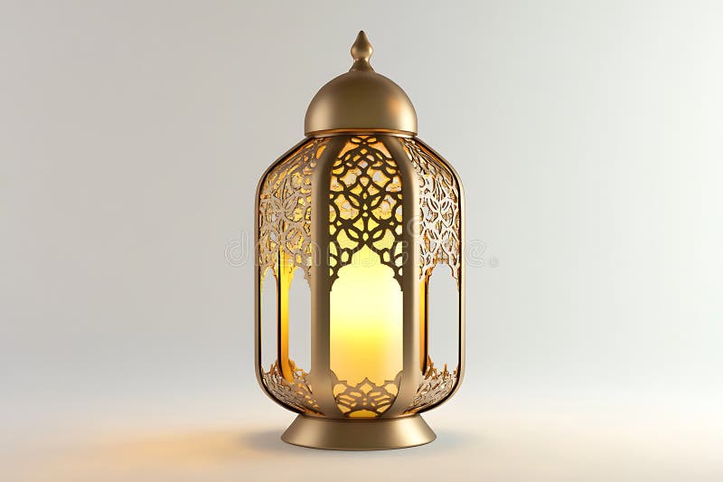 Ornate Gold Lantern with Candlelight, Intricate Metalwork Design, Warm Glow, Isolated vector illustration