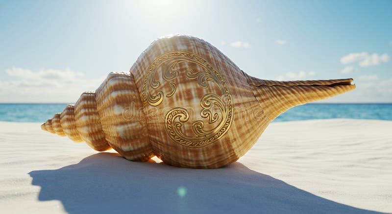 Ornate Golden Staghell Close Up di Sunny Beach illustrazione vettoriale