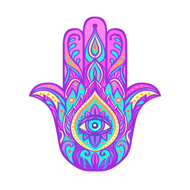 Ornate Hand Drawn Hamsa. Popular Arabic and Jewish Amulet Stock Vector ...