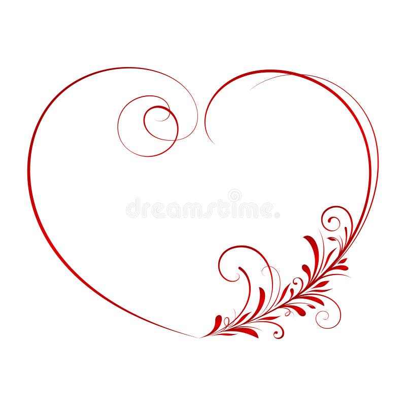 Heart-shaped Black and White Frame with Floral Silhouettes. Raster Clip  Art. Stock Illustration - Illustration of clipart, deco: 86419473