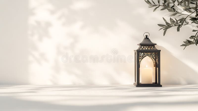 Ornate Lantern Candlelit Shadows Graceful Branches royalty free stock image