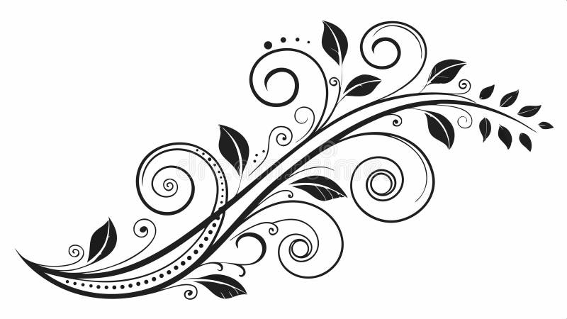 Ornate leafy branch decorative design element flourish vector design Generative AI vector illustration