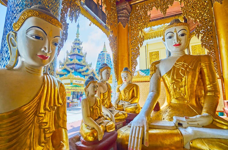 Ornate pavilion of Buddha Footprint Shrine, Shwedagon, Yangon, M