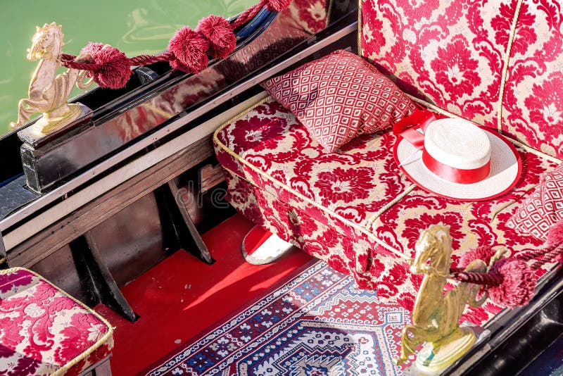 Ornate retro gondola in Venice stock photos Ornate retro gondola in Venice stock photos