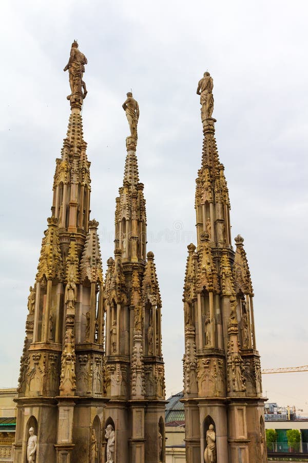 Ornate spires and statues of Milan Cathedral Italy royalty free stock images Ornate spires and statues of Milan Cathedral Italy royalty free stock images