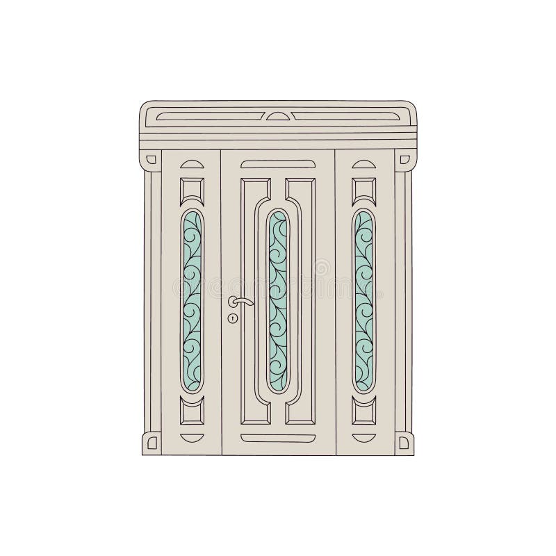 Ornate Three Piece Door Antique Architecture Exterior Doorway