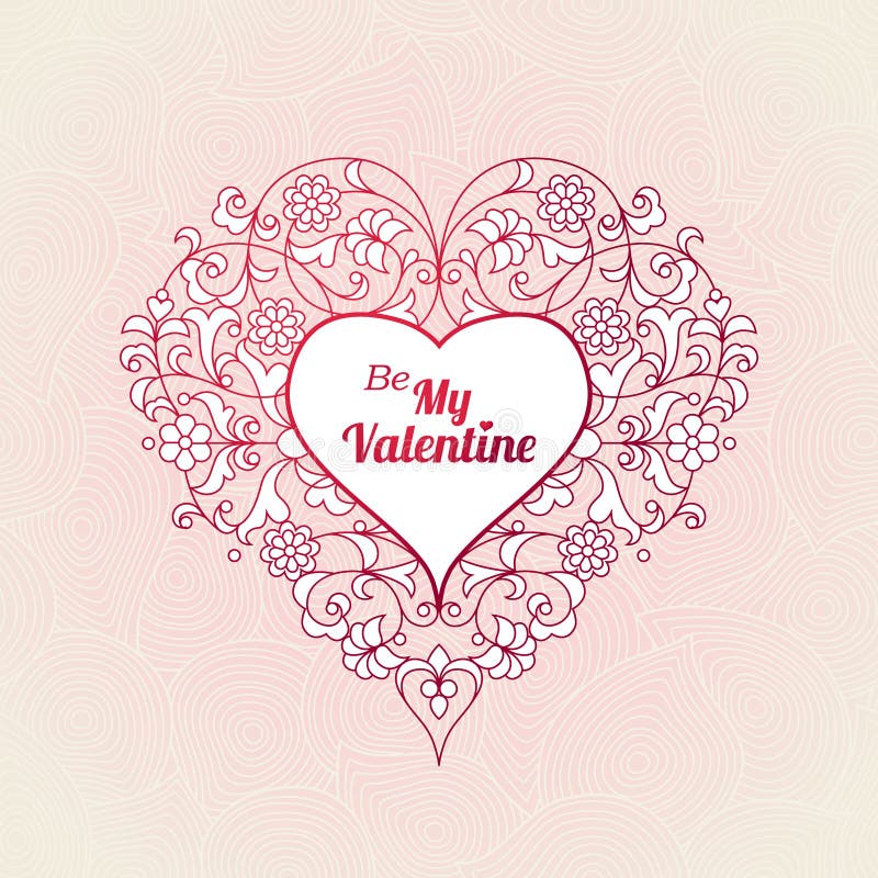 Ornate vector heart. Be My Valentine Illustration.