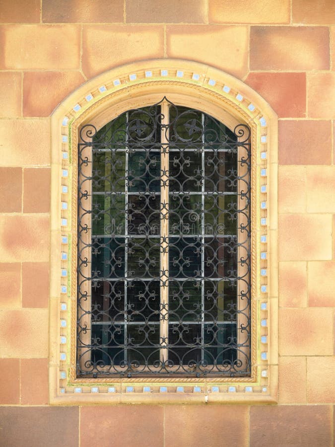 Ornate Window with Wrought Iron Bars Stock Image - Image of ...