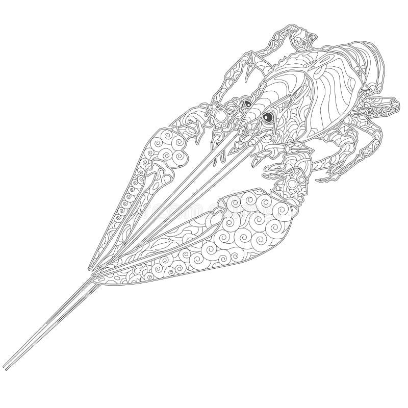 Ornate Zentangle Crawfish Drawing Stock Vector - Illustration of
