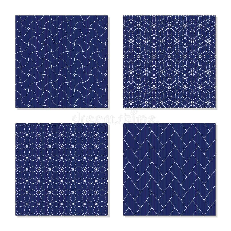 Ornements japonais de sashiko positionnement Configurations sans joint illustration stock Ornements japonais de sashiko positionnement Configurations sans joint illustration stock