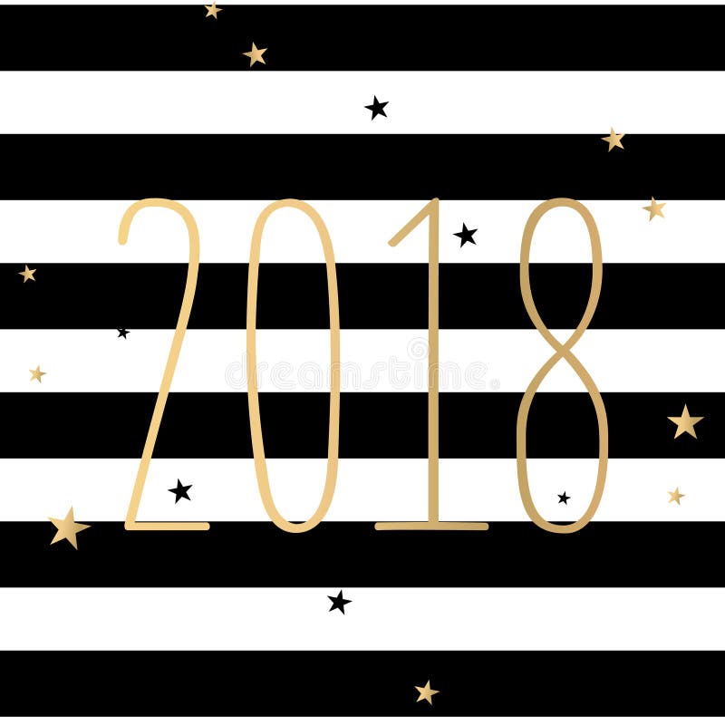 Oro 2018 di modo di vettore con le bande e le stelle nere illustrazione di stock Oro 2018 di modo di vettore con le bande e le stelle nere illustrazione di stock