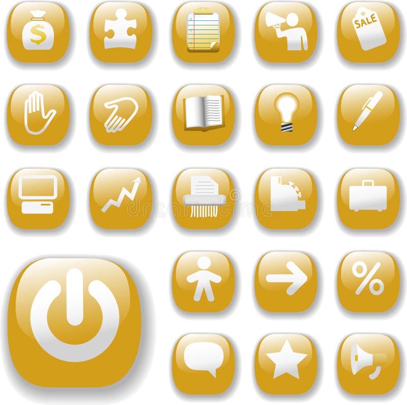 Oro stabilito dei tasti delle icone di Web site lucido di affari royalty illustrazione gratis Oro stabilito dei tasti delle icone di Web site lucido di affari royalty illustrazione gratis