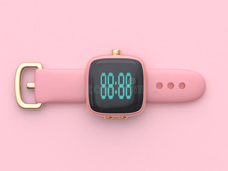 Orologio astuto dell'attrezzatura astratta minima di tecnologia di rosa della rappresentazione 3d royalty illustrazione gratis