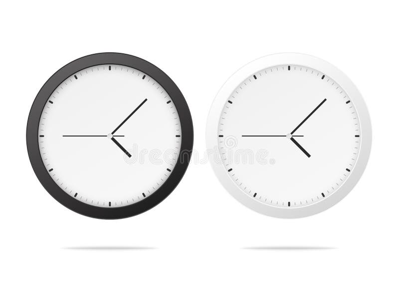 Orologio bianco e nero dell'ufficio della parete illustrazione vettoriale Orologio bianco e nero dell'ufficio della parete illustrazione vettoriale