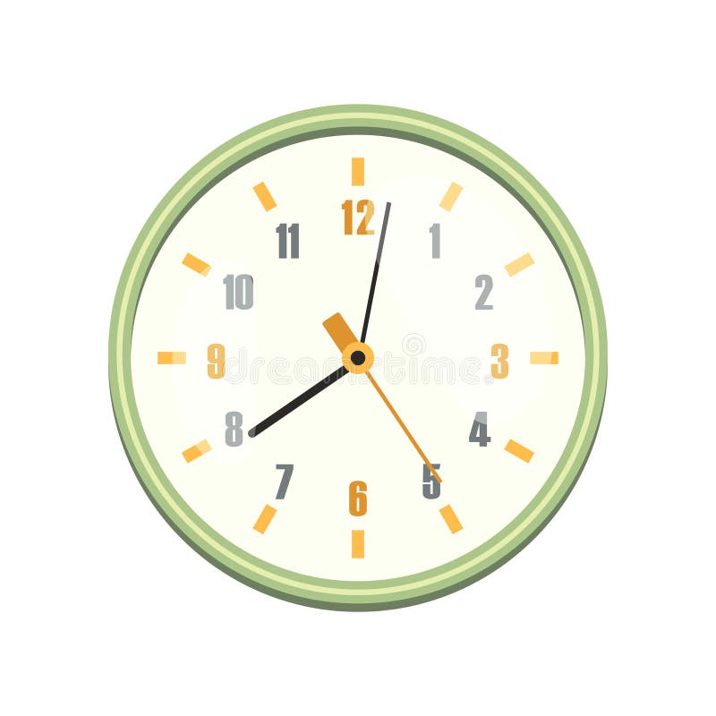 Orologio classico a parete rotonda con orologio. Vettore. illustrazione di stock