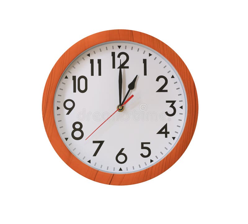 orologio del legno di marrone del modello in un in punto isolato sul BAC bianco
