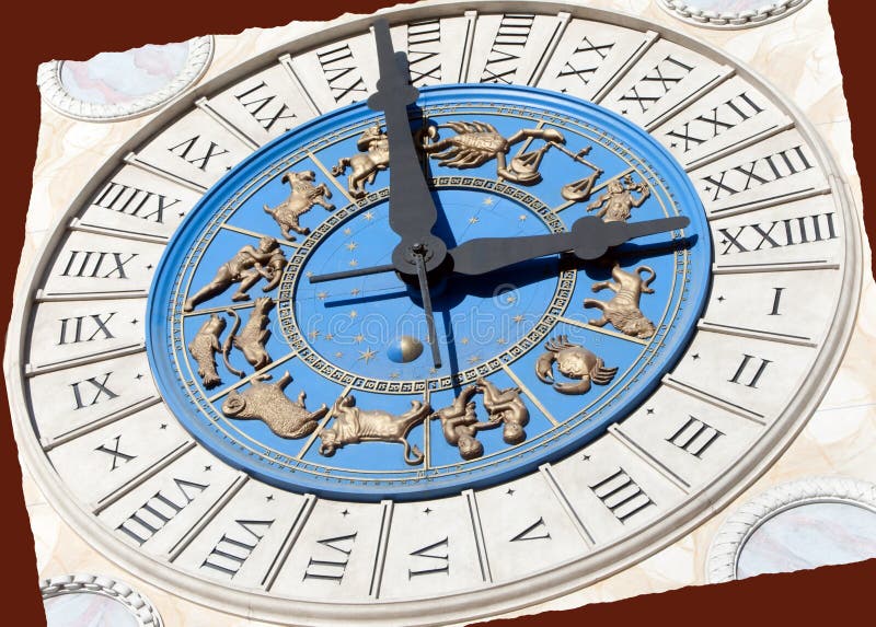 Orologio romano dello zodiaco fotografia stock Orologio romano dello zodiaco fotografia stock