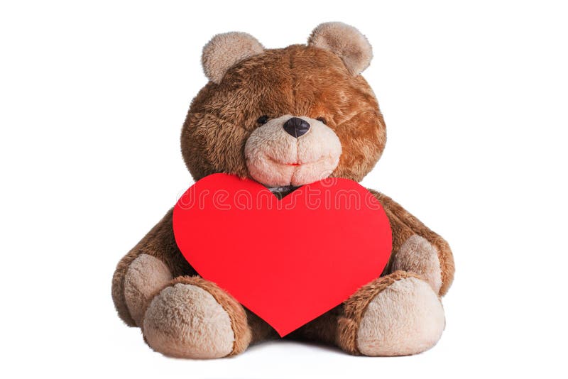 Orsacchiotto con un cuore rosso fotografia stock Orsacchiotto con un cuore rosso fotografia stock
