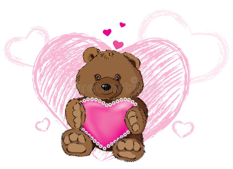 Orso dell'orsacchiotto con cuore illustrazione di stock Orso dell'orsacchiotto con cuore illustrazione di stock