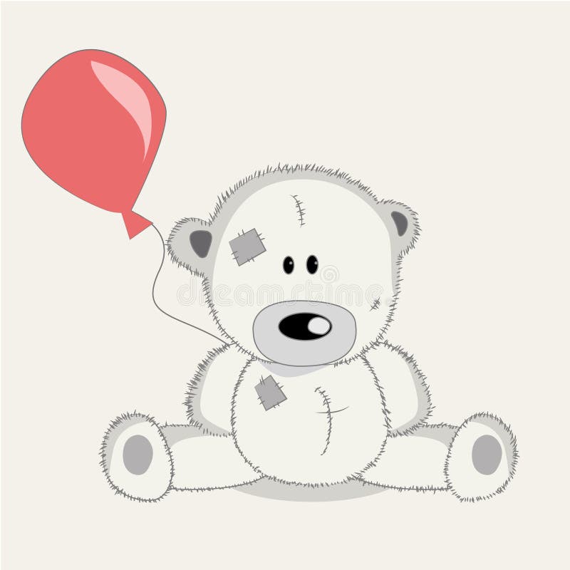 Orso della cartolina d'auguri con i baloons illustrazione di stock Orso della cartolina d'auguri con i baloons illustrazione di stock