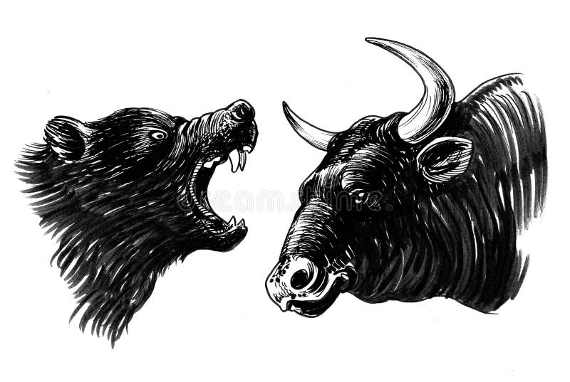 Orso e toro arrabbiati illustrazione di stock Orso e toro arrabbiati illustrazione di stock
