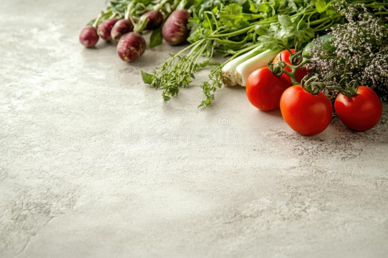 Ortaggi freschi a tavola illustrazione di stock