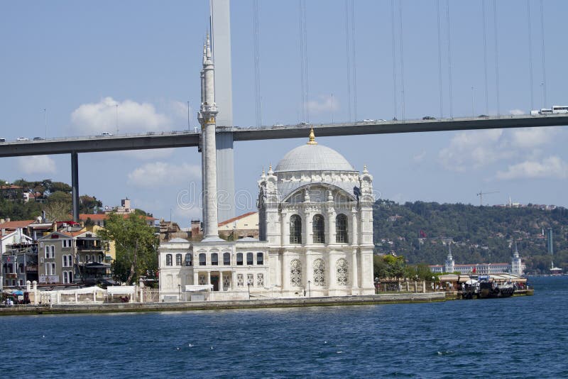 Ortaköy Mosque has one of the most picturesque settings of all of the Istanbul mosques. Located just before the Bosphorus Bridge, the Ortaköy Camii, Turkey stock photography Ortaköy Mosque has one of the most picturesque settings of all of the Istanbul mosques. Located just before the Bosphorus Bridge, the Ortaköy Camii, Turkey stock photography