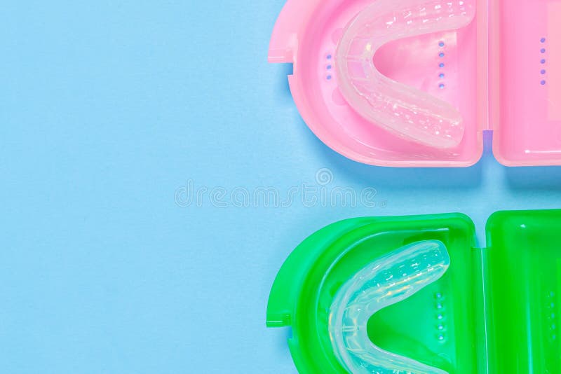 Orthodontic Silicone Simulator. Tray for Teeth in a Case Invisible Leveling Brackets Stock Image