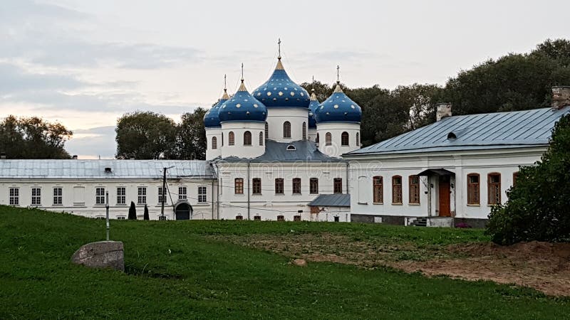 Orthodox Cathedral on the territory of the Yuriev Monastery. Veliky Novgorod, Russia, September 2018 royalty free stock photo Orthodox Cathedral on the territory of the Yuriev Monastery. Veliky Novgorod, Russia, September 2018 royalty free stock photo