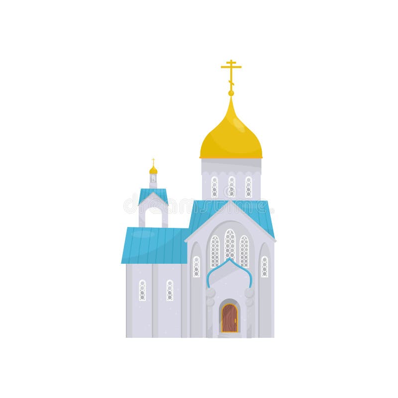 Orthodox Church building, religious temple vector Illustration on a white background